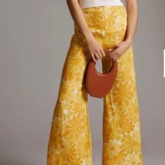 Anthropologie | Faithfull The Brand Ottavio Wide Leg Linen Pants | Size 6 - Picture 2 of 10